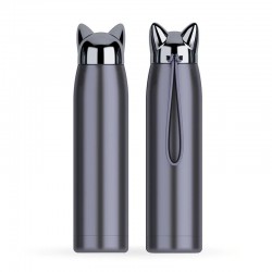 Botellas termoTeramos de pared doble - botella de agua - taza térmica con orejas de zorro - acero inoxidable - 320ml