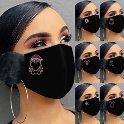 Mascarillas bucales2 en 1 - cara / boca máscara con auriculares - impresión navideña