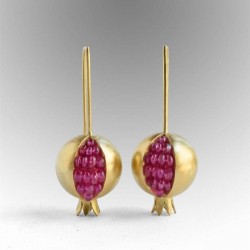 AretesOro / plata granada - pendientes elegantes