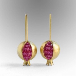 AretesOro / plata granada - pendientes elegantes