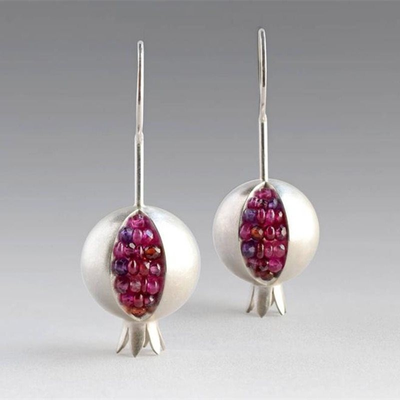 AretesOro / plata granada - pendientes elegantes