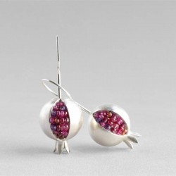 AretesOro / plata granada - pendientes elegantes