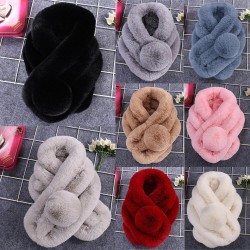 Luxury warm fluffy scarf with pom pomScarves