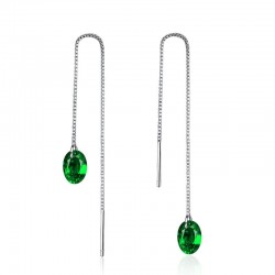 AretesPendientes de plata largo con zirconia verde