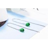 AretesPendientes de plata largo con zirconia verde
