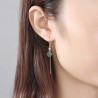 Gold plated long earrings - square emerald - 925 sterling silverEarrings