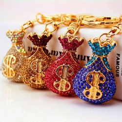 Crystal money bag - keychainKeyrings