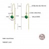 Gold plated long earrings - square emerald - 925 sterling silverEarrings