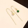 Gold plated long earrings - square emerald - 925 sterling silverEarrings