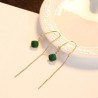 Gold plated long earrings - square emerald - 925 sterling silverEarrings