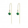 Gold plated long earrings - square emerald - 925 sterling silverEarrings