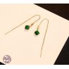 Gold plated long earrings - square emerald - 925 sterling silverEarrings