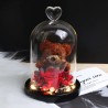 Día de San ValentínRosa eterna conservada con oso de peluche en vidrio - LED