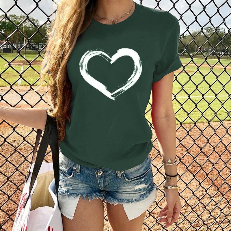 Heart printed t-shirt - short sleeveBlouses & shirts