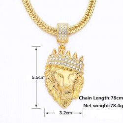 CollaresColgante de león coronado - collar de oro