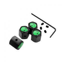 Stainless steel car wheel valve caps - green aliens - 4 piecesWheel parts