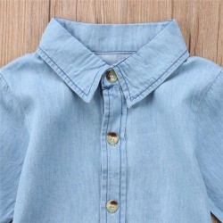 NiñosBotón de manga larga - vestido mini denim para niñas