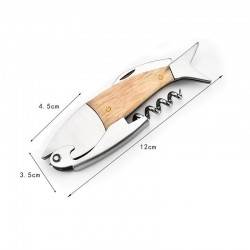 BarCorkscrew / abrebotellas con mango de madera - forma de pescado