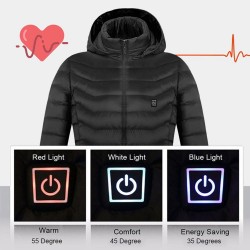 USB heated jacket with hood / zipper - down cotton - unisexJackets