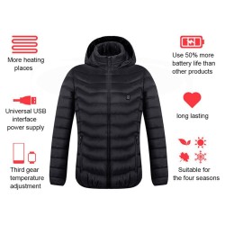 USB heated jacket with hood / zipper - down cotton - unisexJackets