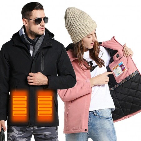 ChaquetasUSB - calentada chaqueta térmica con capucha / cremalleras - impermeable