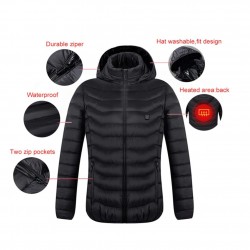 USB heated jacket with hood / zipper - down cotton - unisexJackets