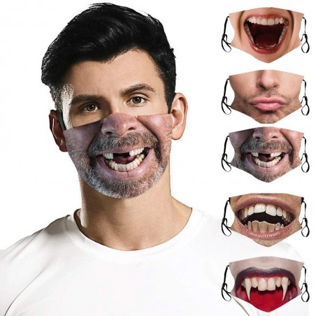 Mascarillas bucalesMáscara protectora de boca / cara - reutilizable - algodón - impresión divertida 3D