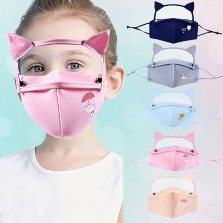 Mouth / face protective mask - detachable eye shield with cat ears - reusable - for kidsMouth masks