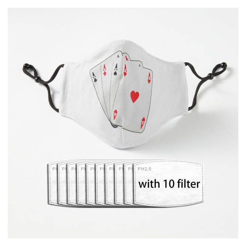 Protective mouth / face mask - PM2.5 filters - reusable - playing cards acesMouth masks