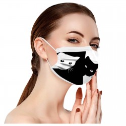 Mascarillas bucales10 piezas - boca protector / máscara facial - 3 capas - desechable - impresión de gato