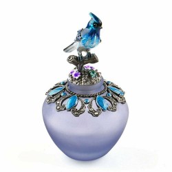 Perfumebotella de perfume de vidrio hecho a mano vintage - refillable - ave azul - 40ml
