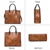 ConjuntosWomen's leather handbag set with hemp logo - with messenger bag and purse - 3pcs