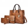 ConjuntosWomen's leather handbag set with hemp logo - with messenger bag and purse - 3pcs