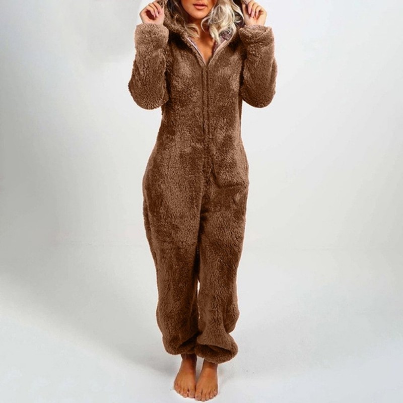 Moda femeninaWomen's romper with hoodie and zipper