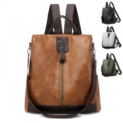 MochilasLeather backpack for women - anti-theft