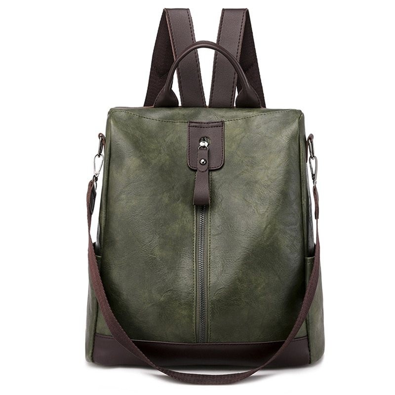 MochilasLeather backpack for women - anti-theft