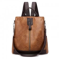 MochilasLeather backpack for women - anti-theft