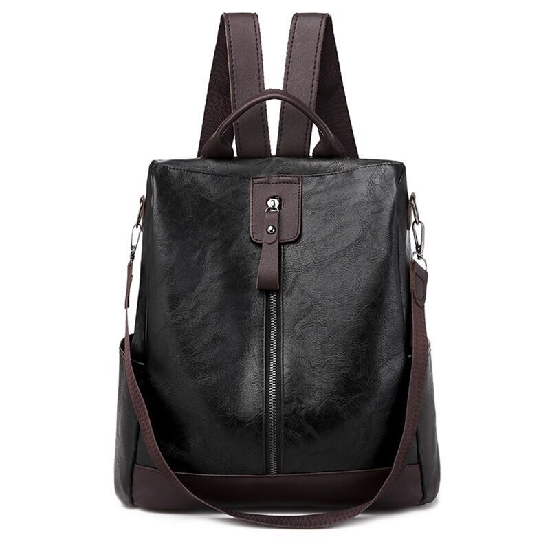 MochilasLeather backpack for women - anti-theft