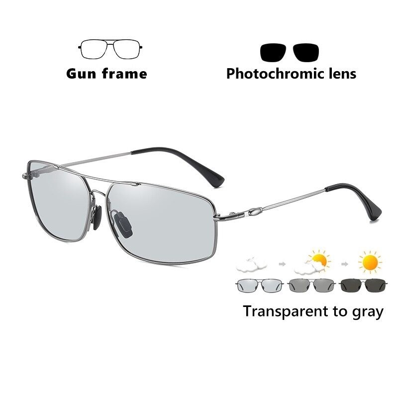 Gafas de solPolarized photochromic metal sunglasses for men