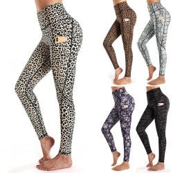 FitnessLeopard print yoga pants for women - sweat-absorbent