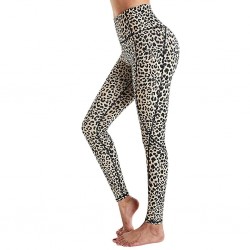 Fitness - Yoga - leggings with pockets - compressed - sweat-absorbent - high waist - leopard printFitness