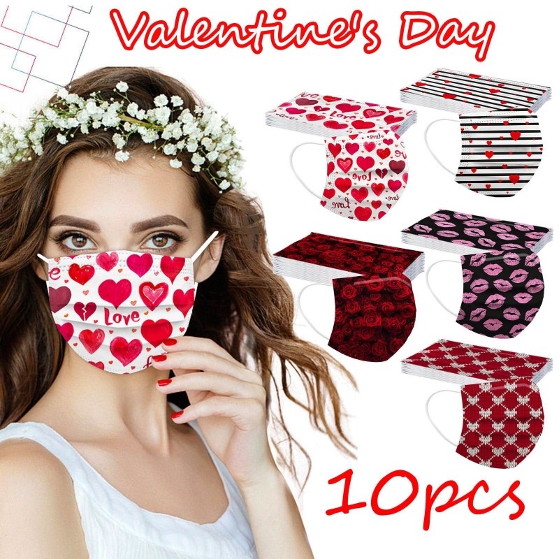 Mascarillas bucalesValentine's day face masks - 3 layers - unisex - 10pcs