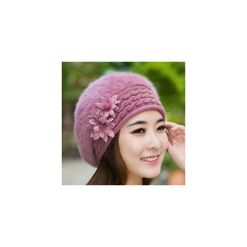 Sombreros & gorrasBeret hat - women - fur - with flower design