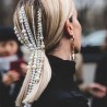 Punk style hair extension - 3-row chain - clip with pearlsHair