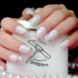 pegatinas de uñasPegatinas para decoración de uñas - flor y encaje blanco y negro - 10-50 piezas