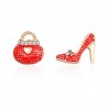 Crystal bag & shoe - asymmetric stud earringsEarrings