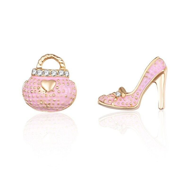AretesBolsa de cristal & zapato - pendientes asimétricos