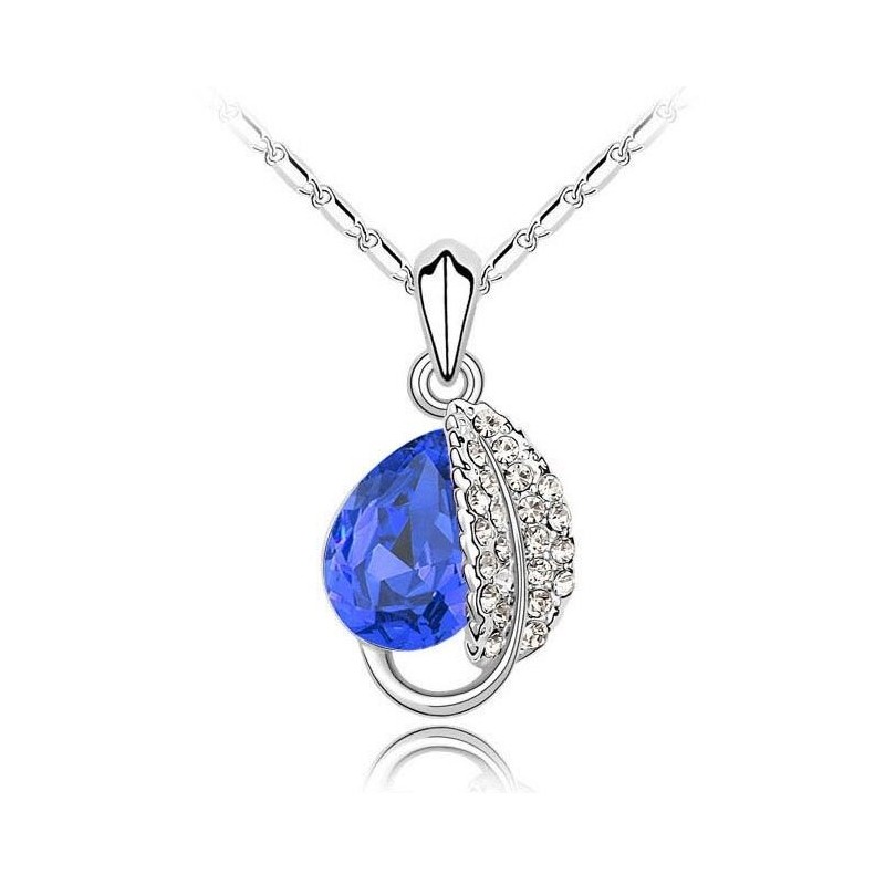 CollarColgante de hoja & cristal - collar de acero inoxidable