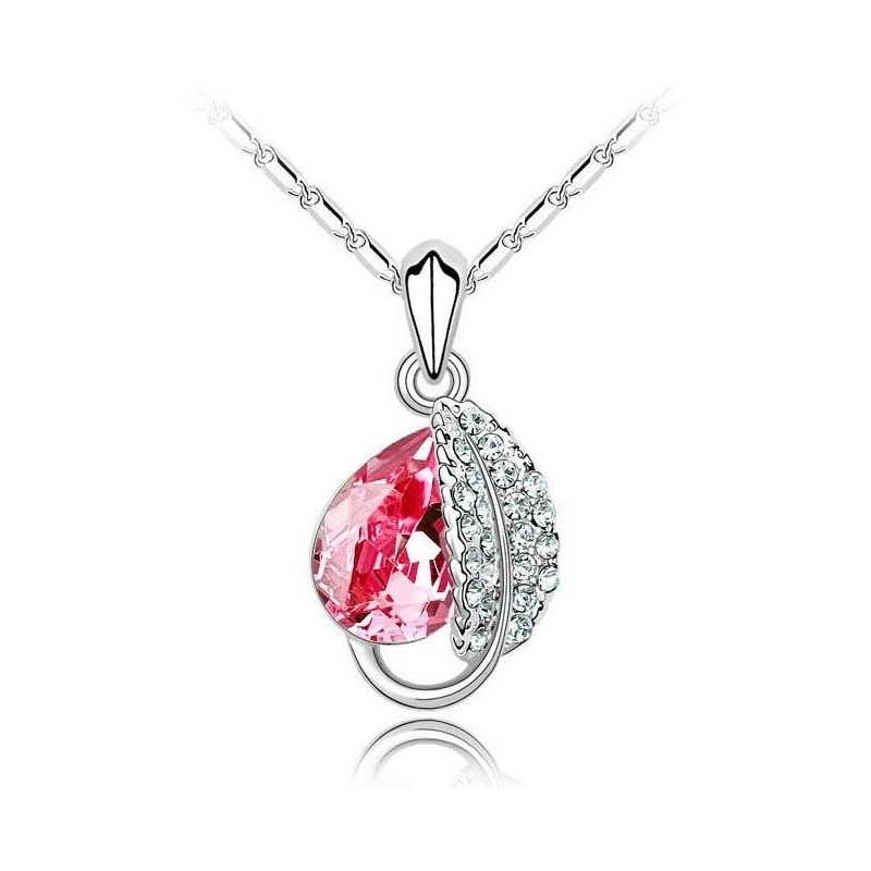 CollarColgante de hoja & cristal - collar de acero inoxidable