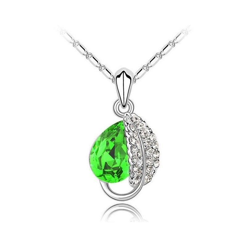 CollarColgante de hoja & cristal - collar de acero inoxidable